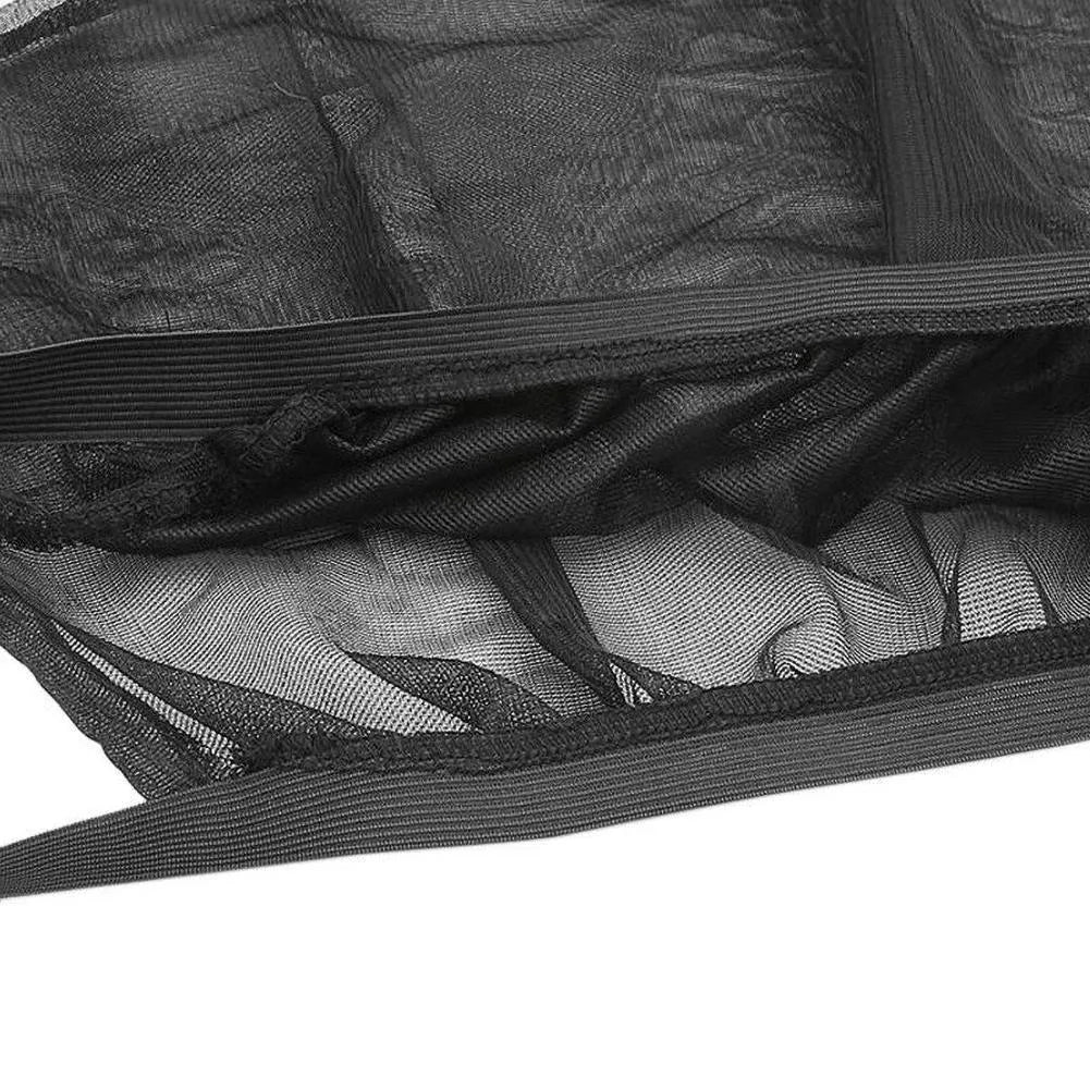 4-piece car side window sunshade set showing non-woven mesh material and elastic strip installation