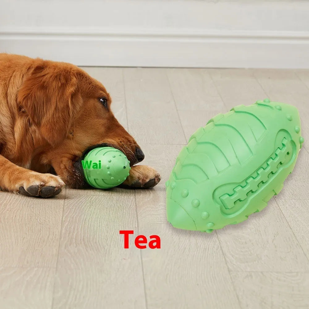 Light green thickened rubber rugby ball dog toy for interactive play and teeth cleaning