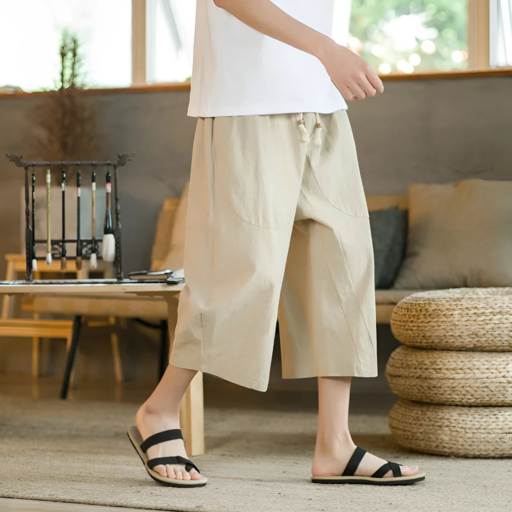 Plus size linen summer shorts in straight leg skinny open style, showing colour options and fit