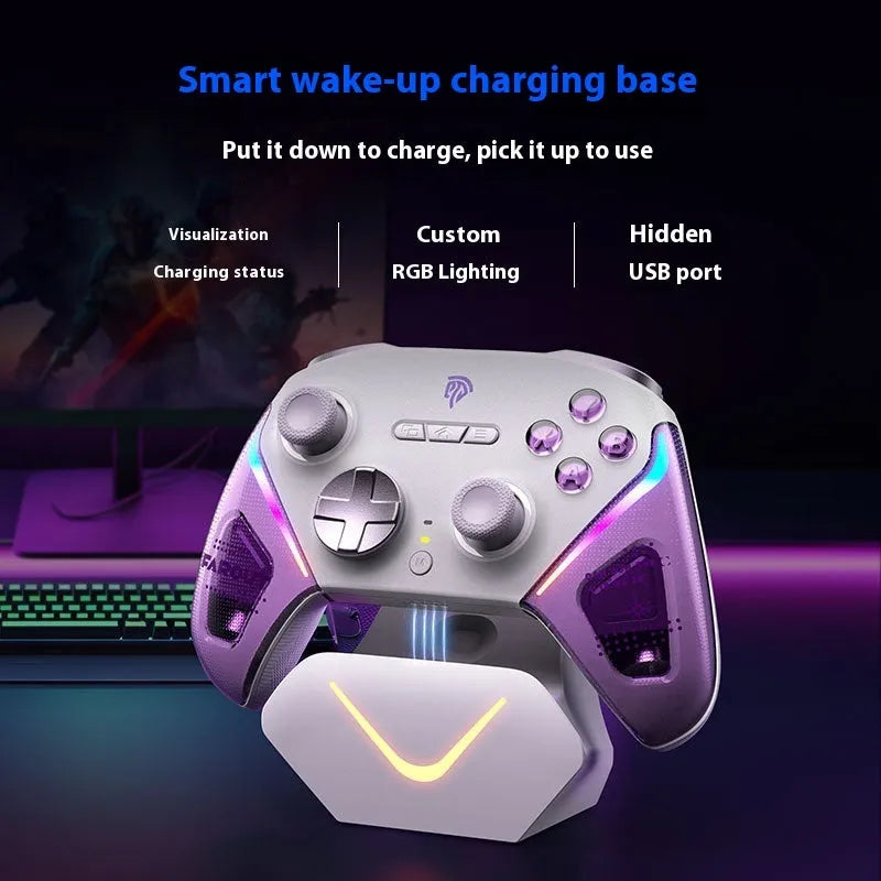 Rocker Smart gaming controller with charging dock in black, green or purple colour options