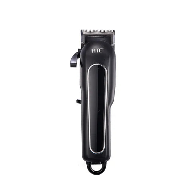 Black red and white waterproof digital hair clipper with brushless motor, four combs, and grooming accessories.