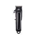 Black red and white waterproof digital hair clipper with brushless motor, four combs, and grooming accessories.