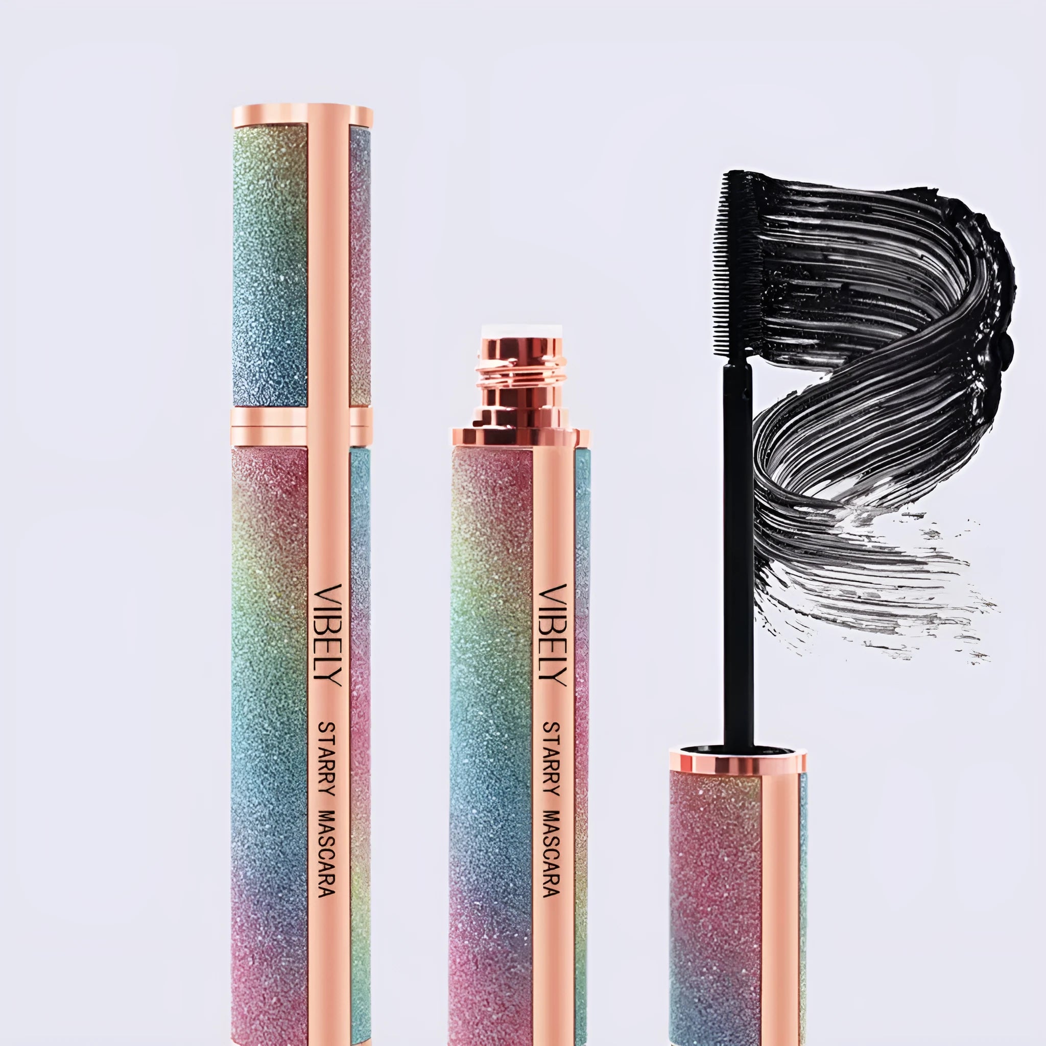 Black 4D waterproof mascara tube with curling formula for universal skin types
