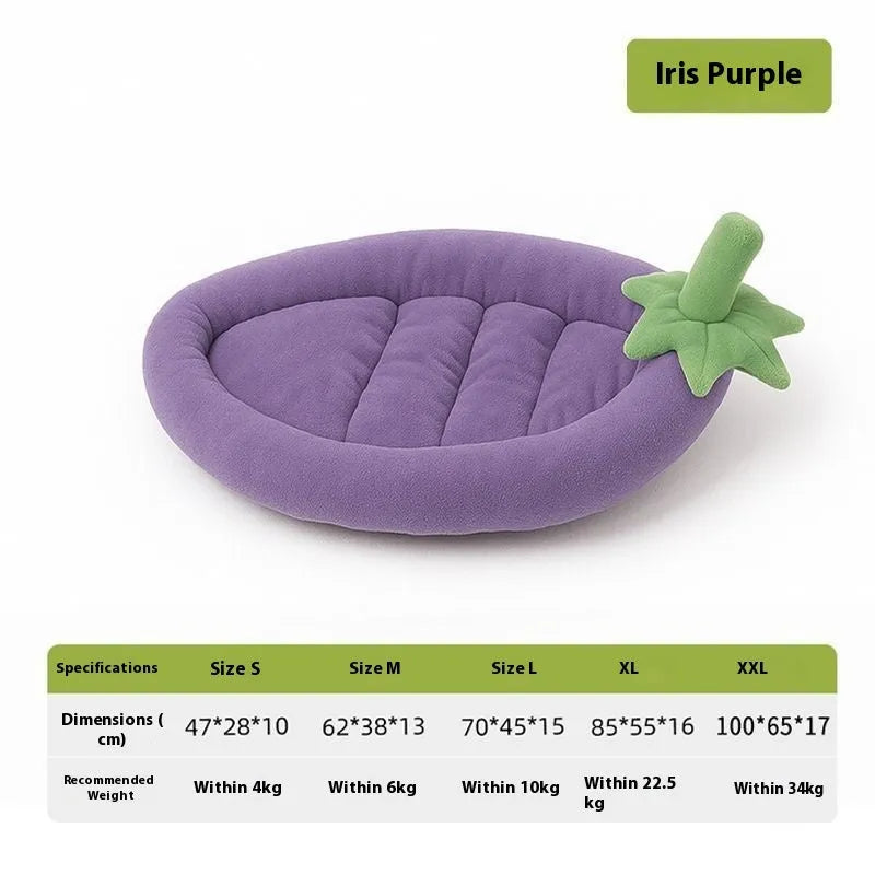 Removable washable cloth dog mat shown in purple, suitable for dog crates and houses.