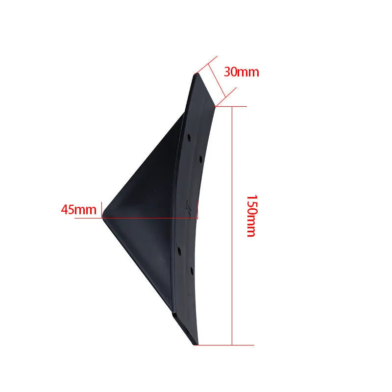 Black ABS plastic triangle rear spoiler for cars, measuring 15cm, with screws and adhesive.