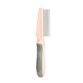 Blue pet detangler comb showing three different tooth patterns and rubber handle