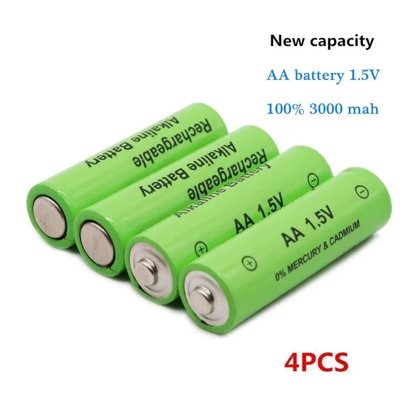 Pack of industrial alkaline rechargeable AA batteries with 3000mAh capacity