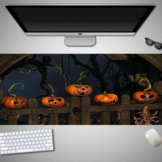 Oversized Halloween gaming mouse pad with non-slip rubber cloth surface