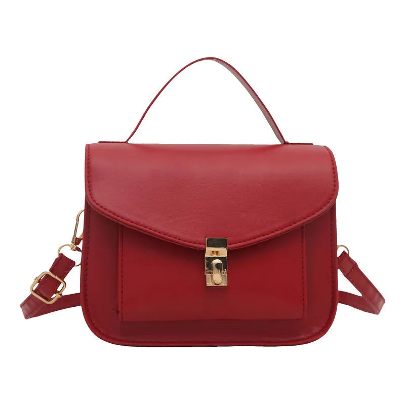 Medium hardness PU leather messenger bag with document compartment in horizontal square shape