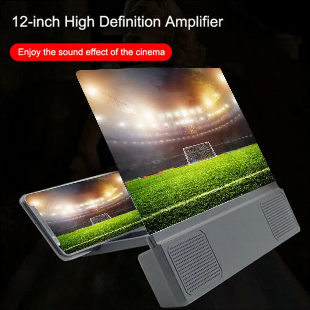 12-inch foldable mobile phone screen amplifier with built-in speakers and adjustable gooseneck