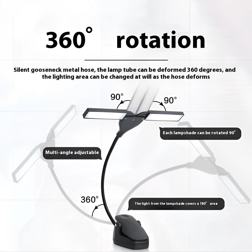 Music stand light with flexible gooseneck and 28 LED lamps for sheet music illumination