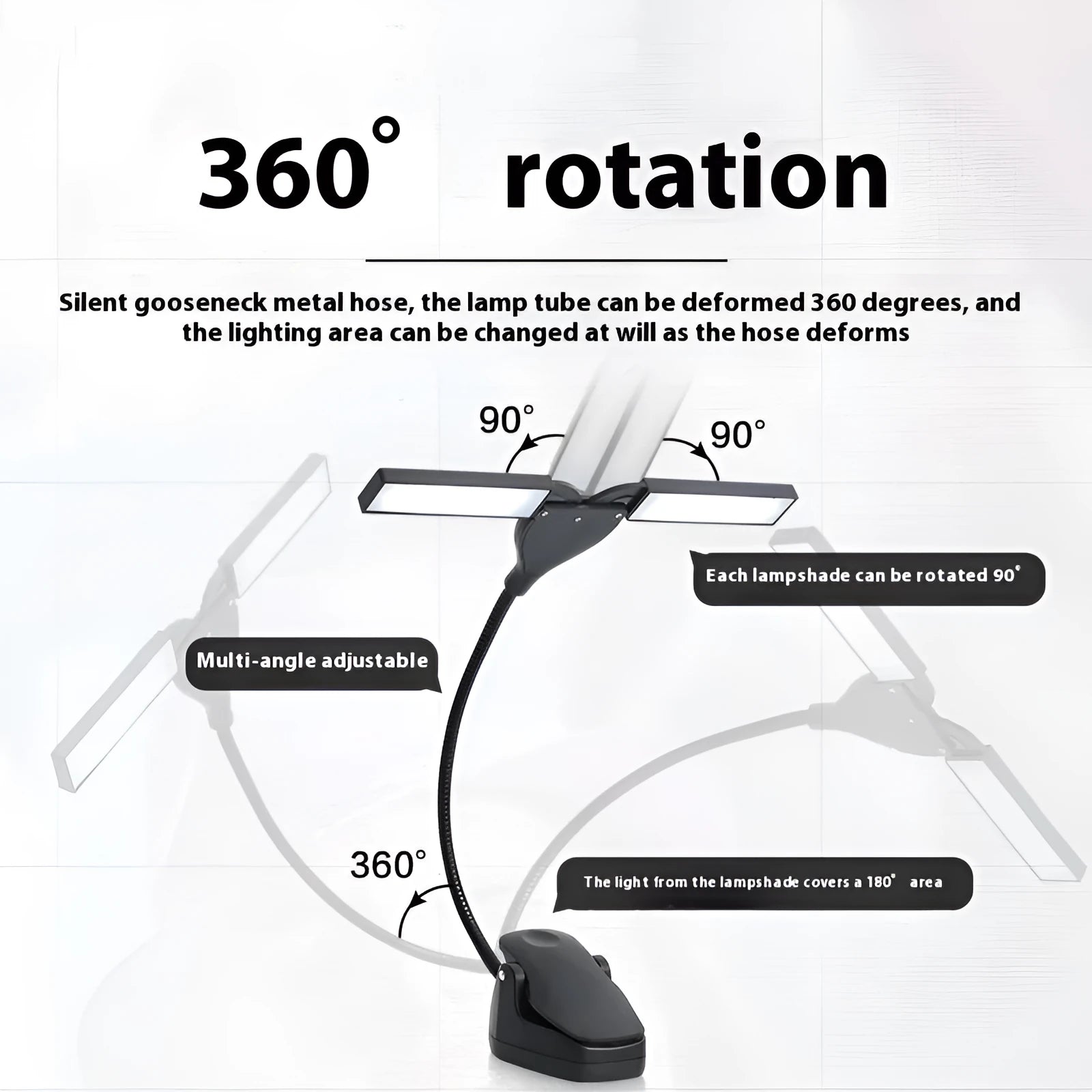 Music stand light with flexible gooseneck and 28 LED lamps for sheet music illumination