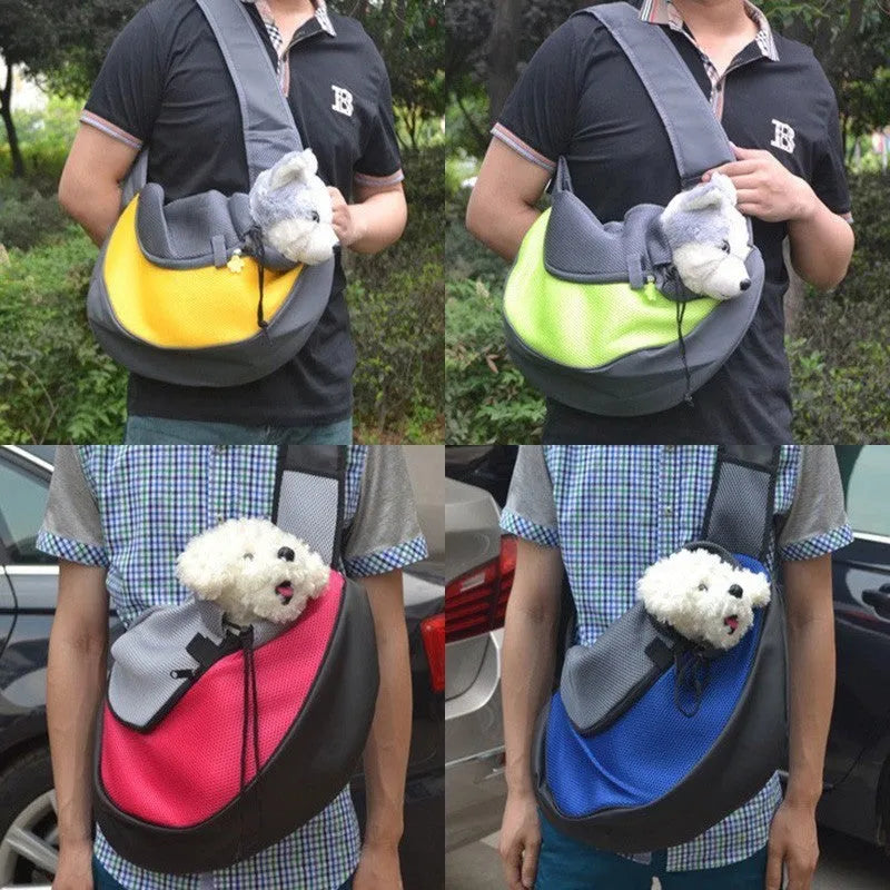 Polyester pet backpack for cats and small dogs with ventilation windows in blue colour