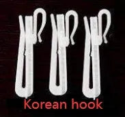 Simple blackout curtain panel showing one of three header styles: hook, Korean hook, or rings.