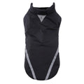 Cotton two-legged large dog jacket in black, blue or purple, sizes S to 2XL with cm size chart