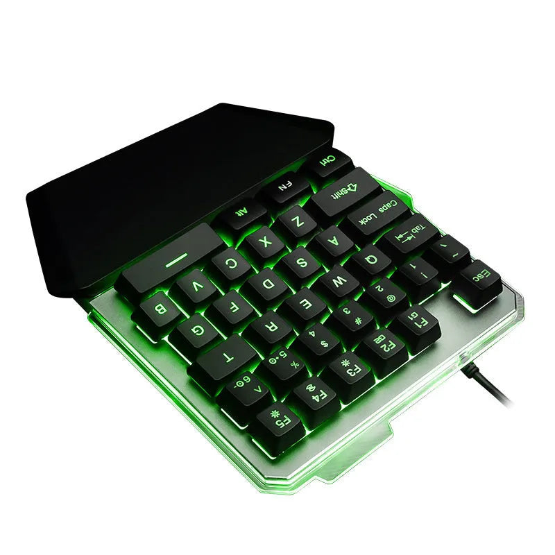 G40 Flow Colour black one-handed mechanical keyboard with RGB backlighting and USB cable