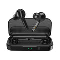 Black and white true wireless stereo earbuds with Bluetooth 5.0 and IPX5 waterproof rating.