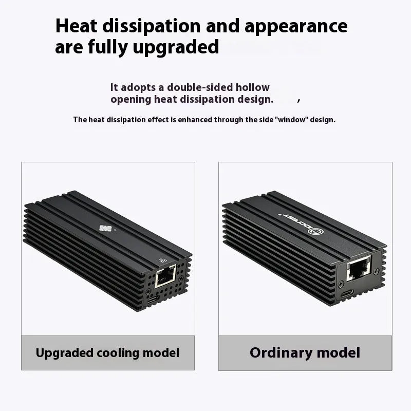 Black USB4 10G Ethernet network adapter with RJ45 port and 20cm cable.