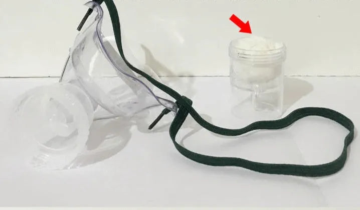 Close-up of a soft rubber mask aid, a flexible band for holding face mask ear loops.