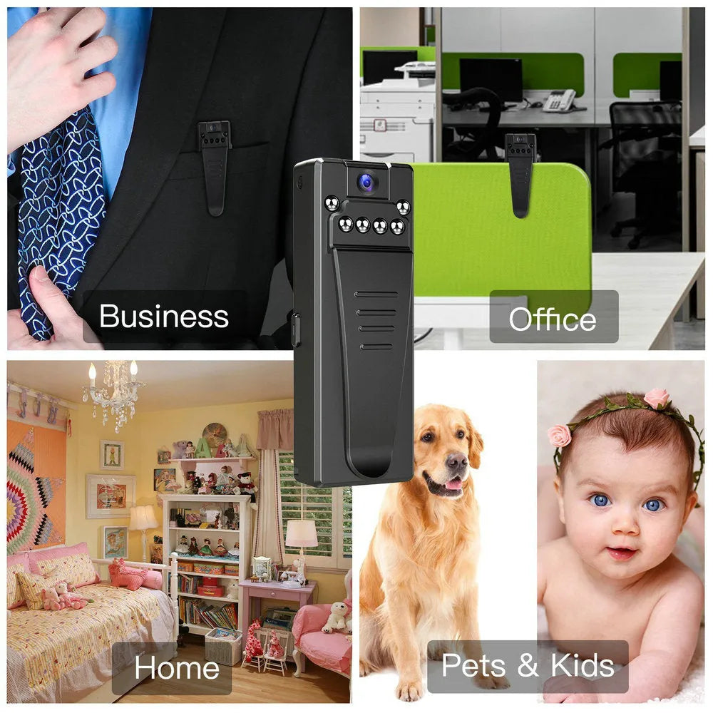 Black 1080p HD home security camera with night vision and motion detection
