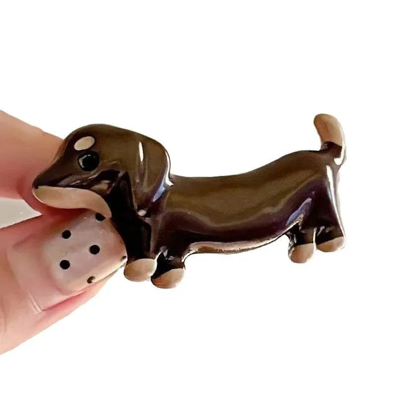 Dachshund dog hair barrettes with electroplated finish and delicate styling