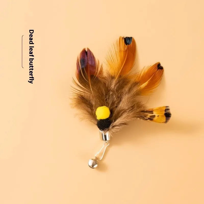 Three steel wire flying insect replacement heads for cat toys in varied colours