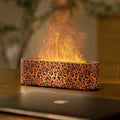 Square creative lava flame aroma diffuser humidifier on desktop with USB cable