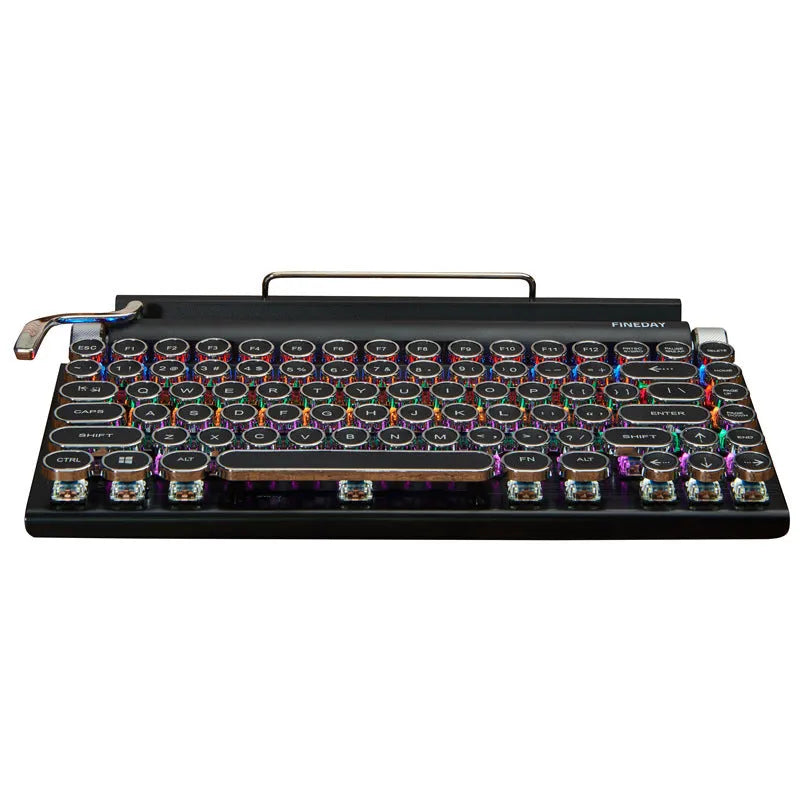 Black Dot retro mechanical keyboard with typewriter design, Bluetooth connectivity and seven-colour backlighting