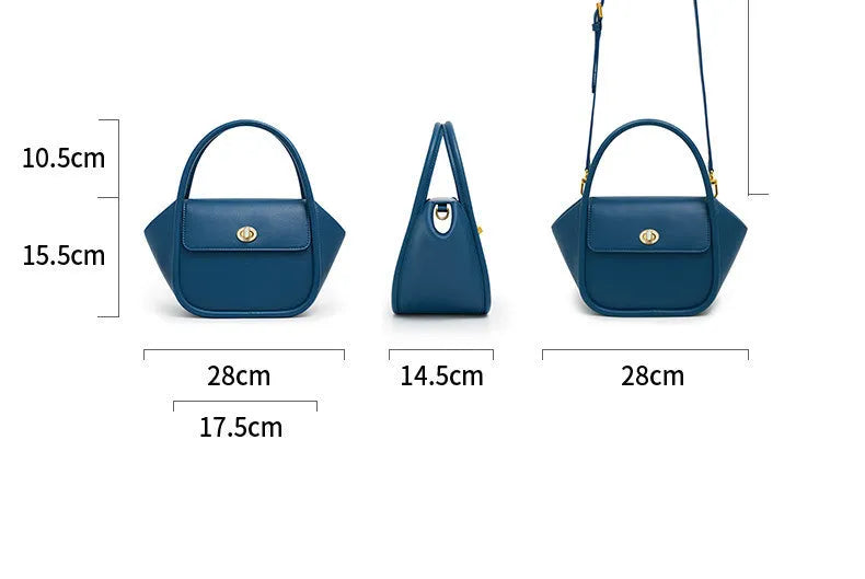 Cow leather wing shape tote bag with cross-body strap in one of four colour options