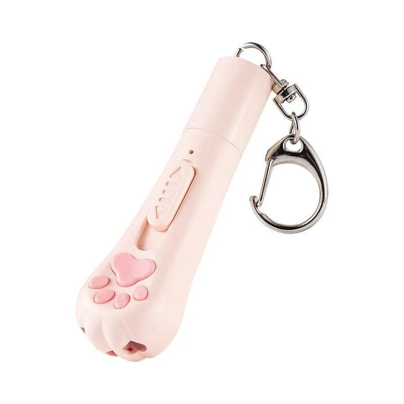Electronic cat teaser with illuminated wand in cream white, pink, and blue colour options