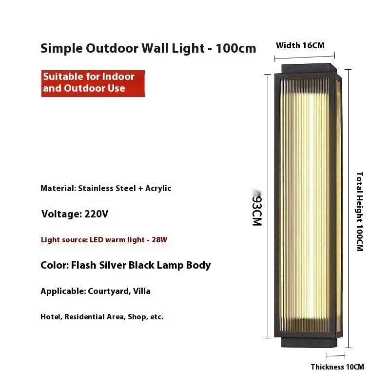 Stainless steel outdoor wall lamp with waterproof IP54 rating for garden and courtyard lighting