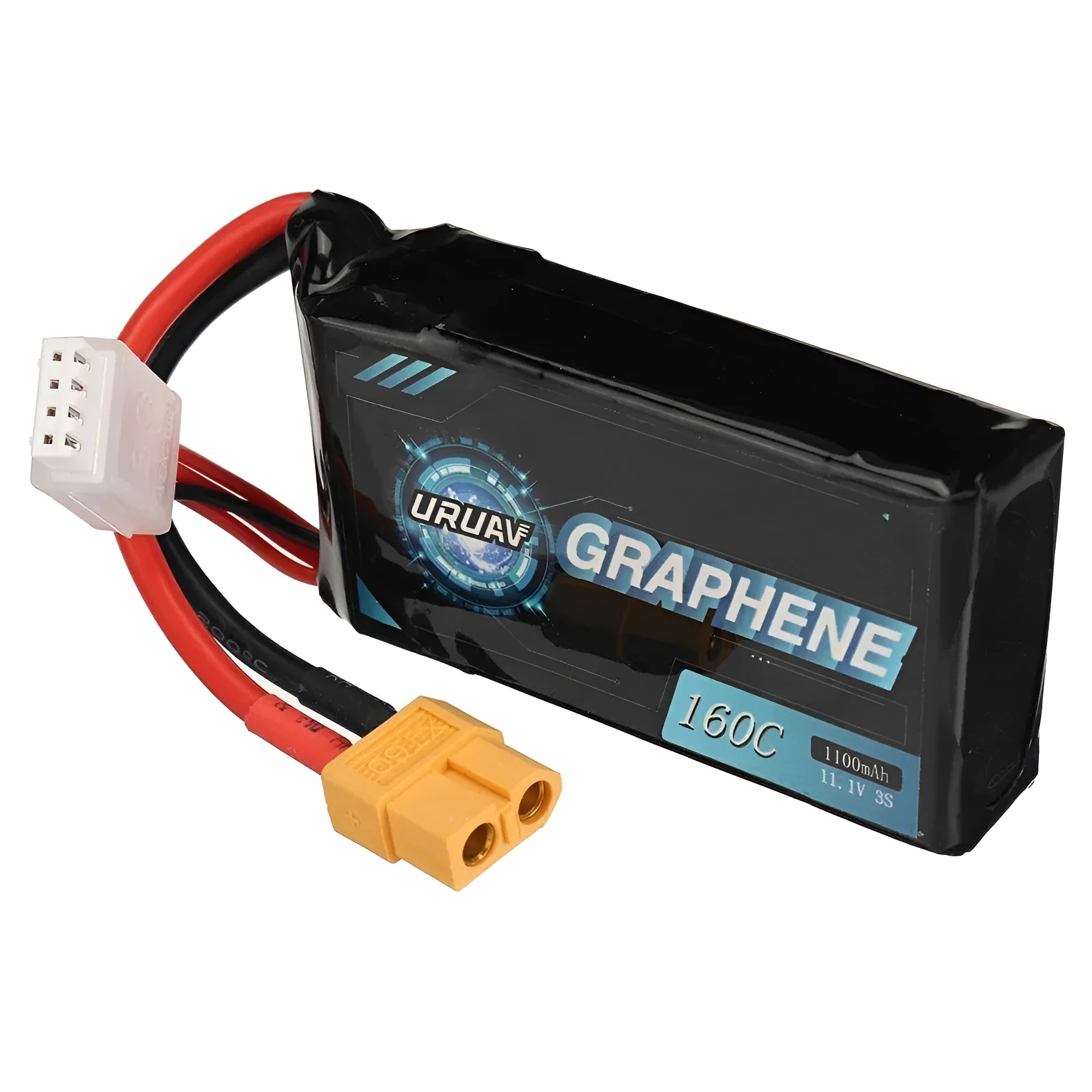 7.4V 1200mAh lithium battery for RC model cars and ships measuring 15x36x70mm