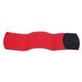 Rubber football shin guard tape belt showing black, blue, red, and white colour options with 25x6.5cm dimensions.