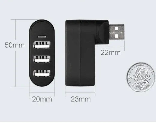 USB 2.0 expansion hub with spin-colour design in black and white colour options