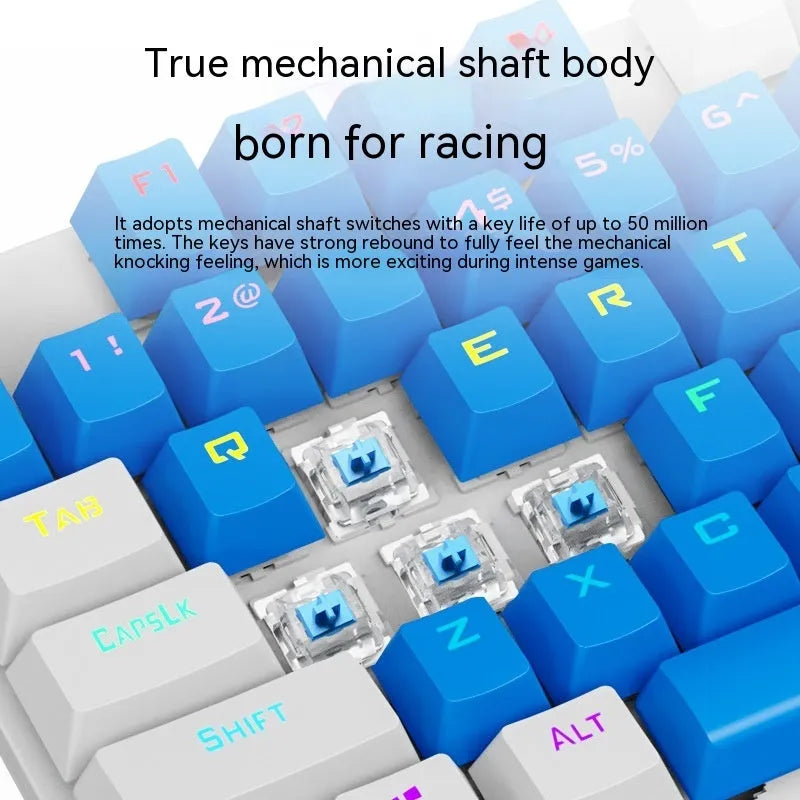 K87 mechanical keyboard with metal case in selected colour, showcasing green or red mechanical key switches.