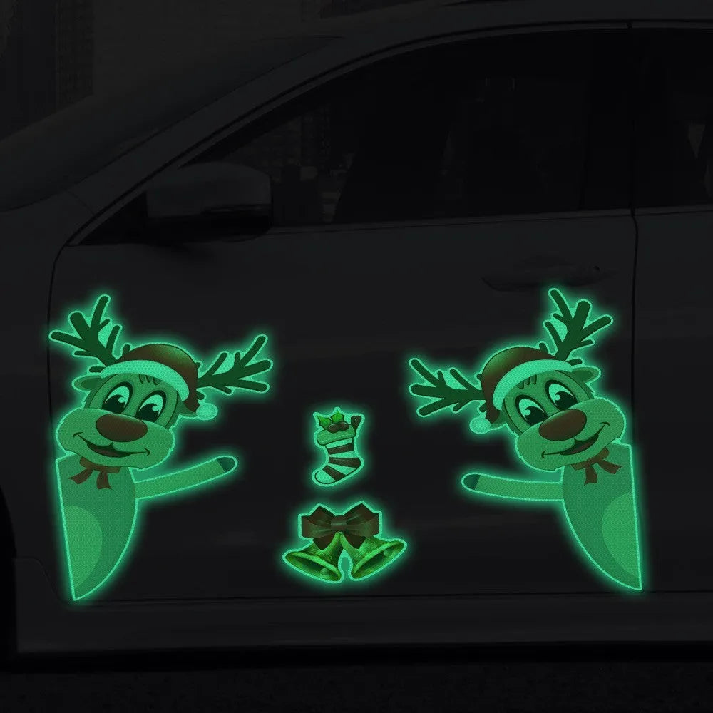 Christmas elk bell magnetic luminous reflective bumper stickers for vehicle decoration