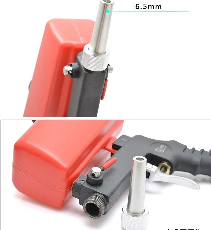 Portable pneumatic sandblasting gun with 21 litre tank for industrial surface preparation work