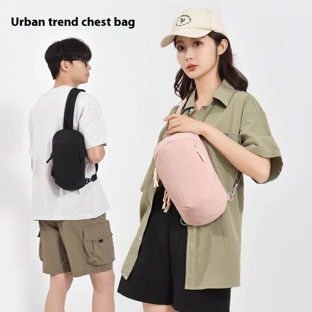Outdoor girls nylon crossbody sports bag with mobile phone compartment in six colour options