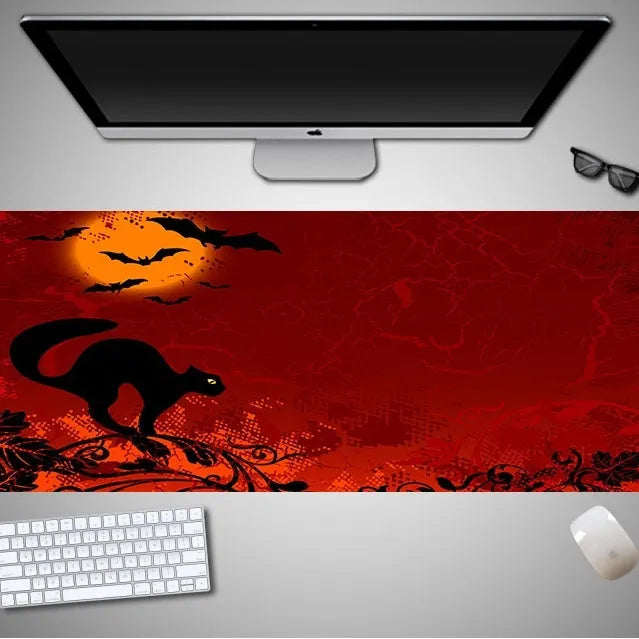 Oversized Halloween gaming mouse pad with non-slip rubber cloth surface