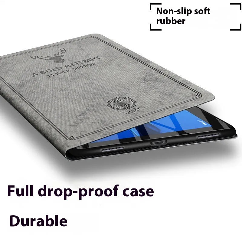 iPad protective case with soft TPU leather shell in clamshell design showing colour options