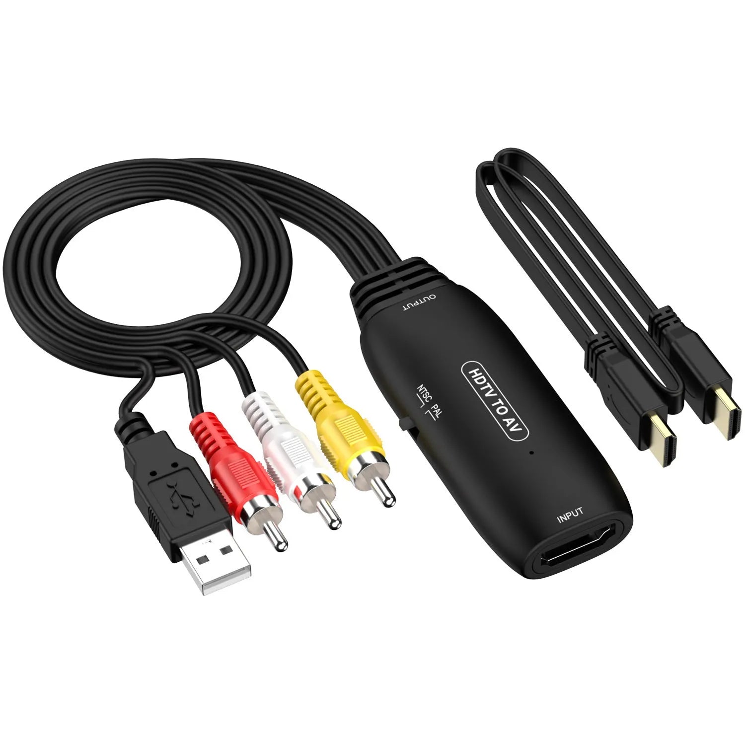 HDMI to AV converter adapter with 110cm cable for 1080p video transfer to monitors and projectors