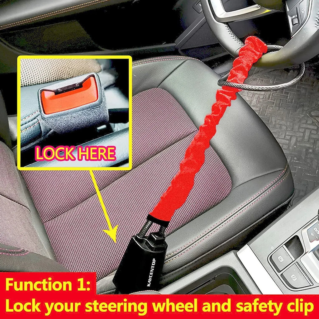 Car steering wheel lock with wire rope design and copper core for General Motors vehicles