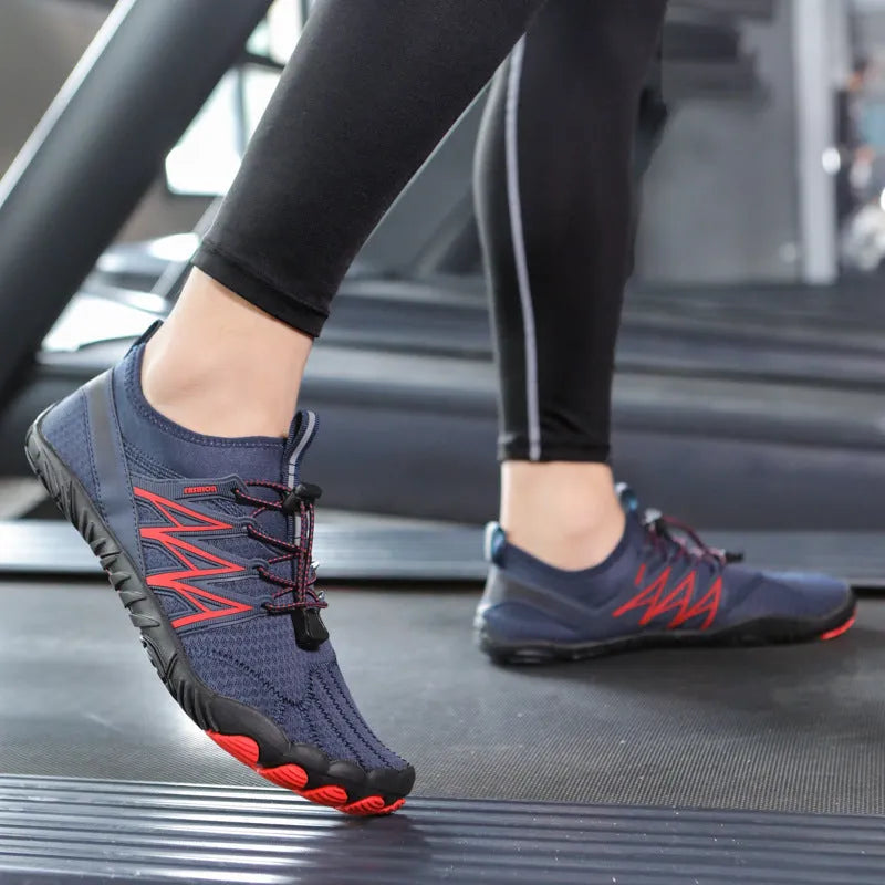 Indoor fitness training shoes with striped pattern, low-top design, and rubber sole in multiple colour options
