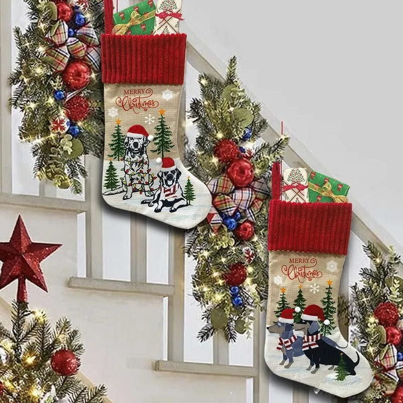 Cloth Christmas tree pendant gift bag with rustic American pastoral design