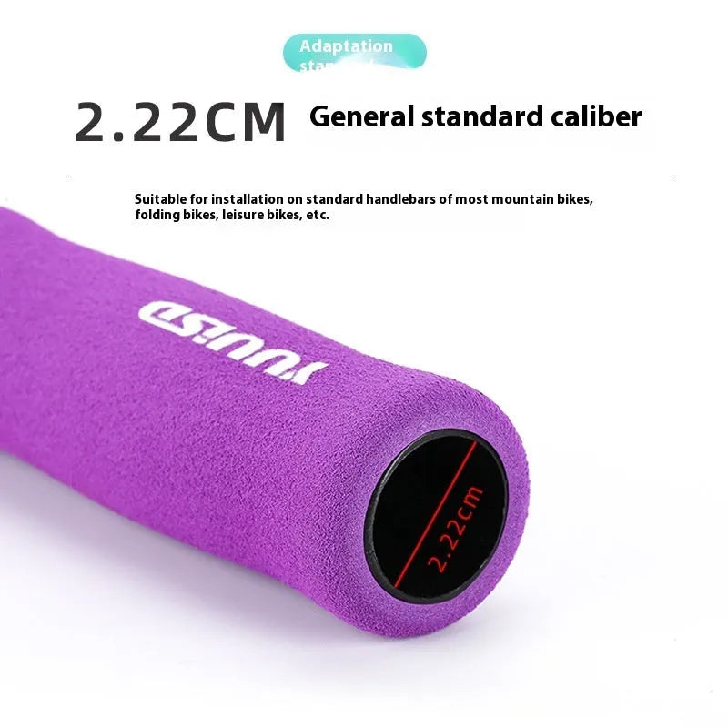 Sponge mountain bike handle covers in black, purple and biange colours showing ultra-light 41g construction