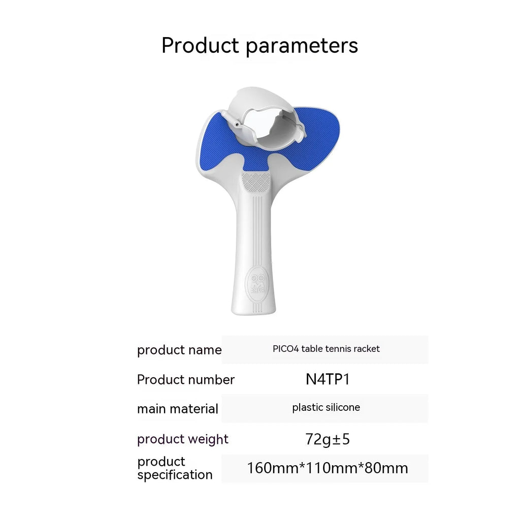 Red and blue plastic silicone hand grip for Pico 4 VR controller table tennis gameplay