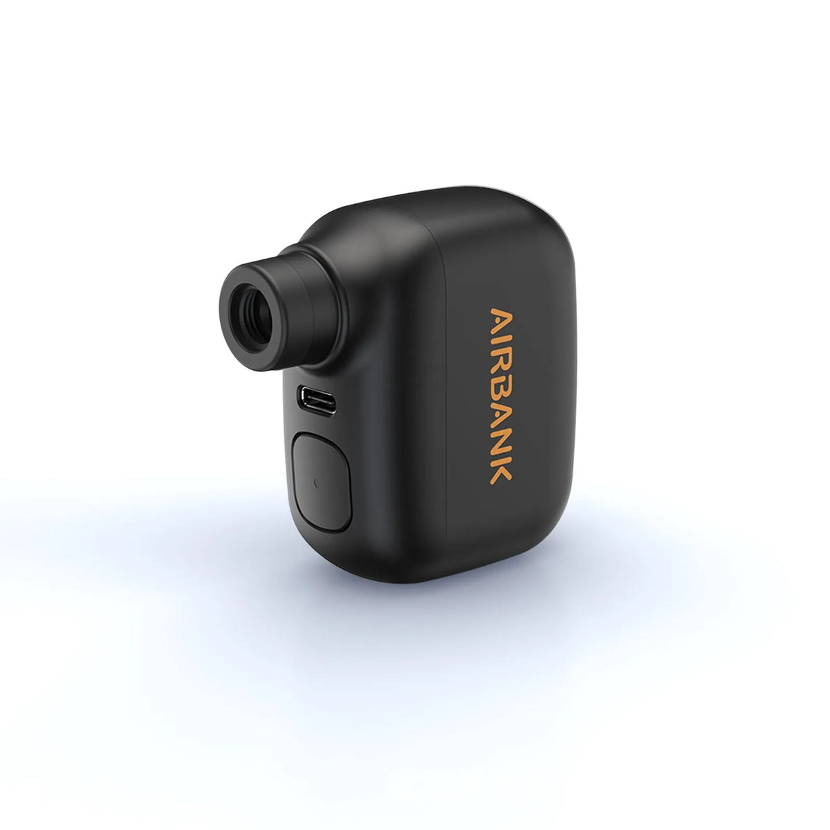 Black USB rechargeable electric bicycle tyre inflator pump with compact dimensions