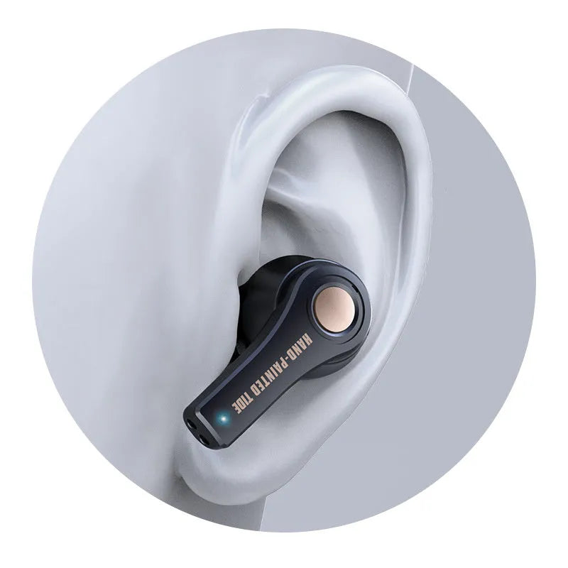 Black wireless Bluetooth over-ear headset with adjustable headband showing ear cups with padding