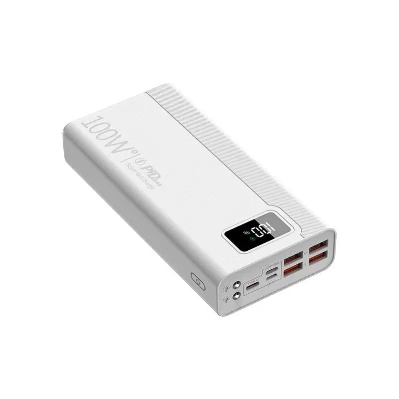 Large capacity power bank in black or white plastic shell with fast charging support
