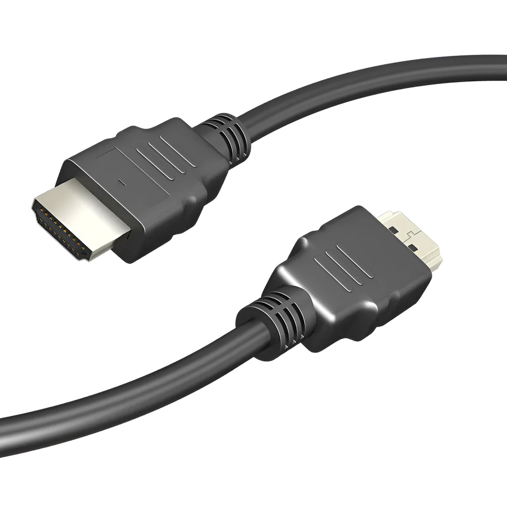 Black HDMI data cable with nickel-plated connectors for set-top box connections